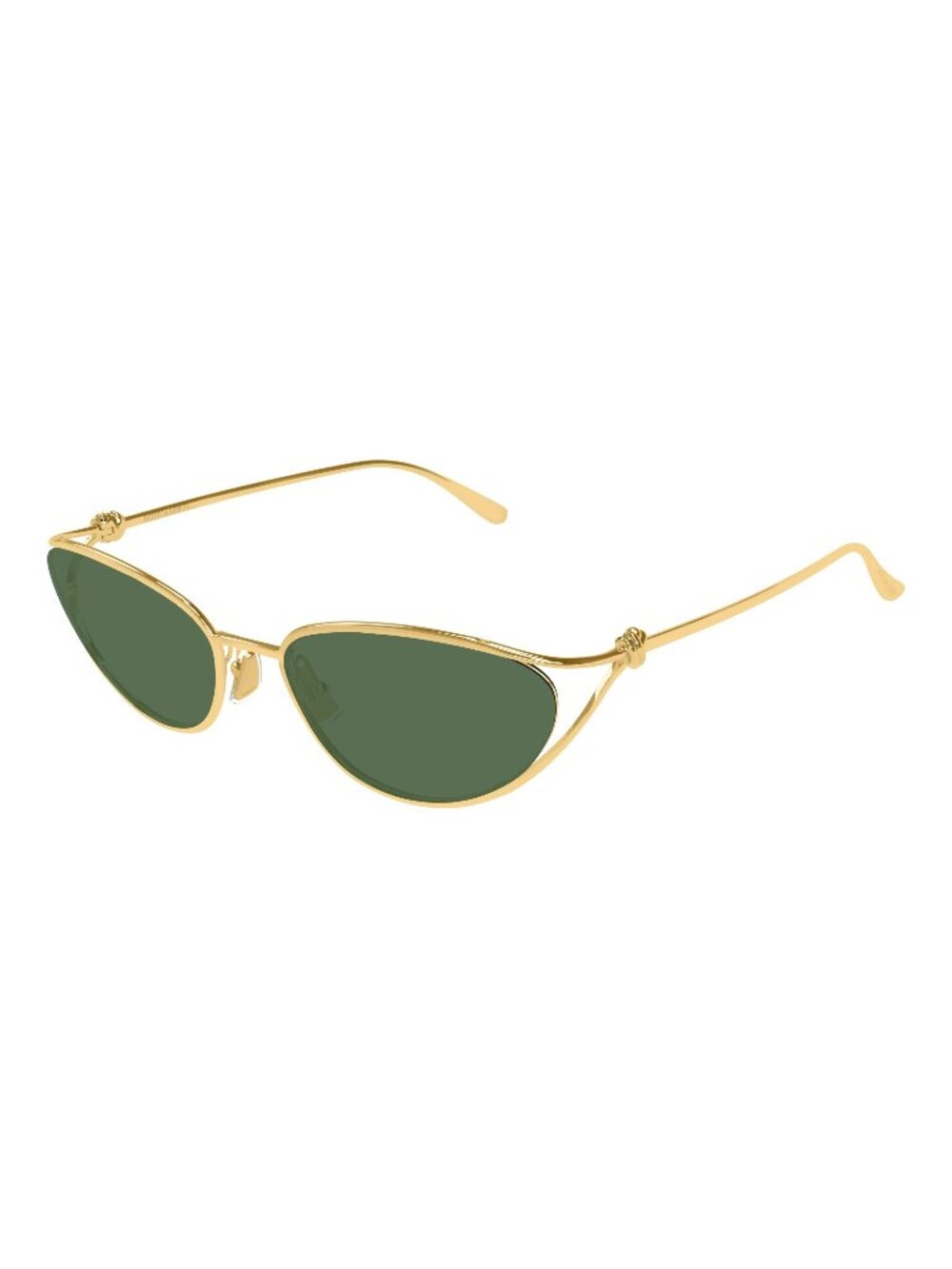 New Bottega Veneta Women's Sunglasses Gold Square Green Lens Metal Frame BV1330S